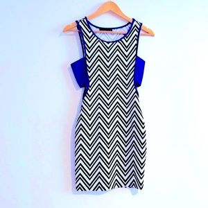 Sabora cage side cut out tank dress navy and royal blue size small new
